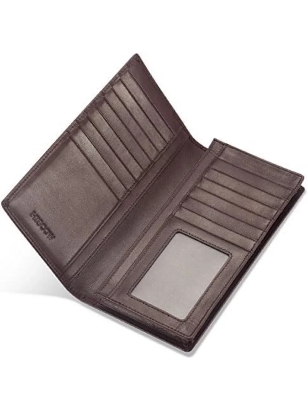 Men's Full Grain Leather Long Wallet - 15 Card Slots, Coffee Color, Stylish